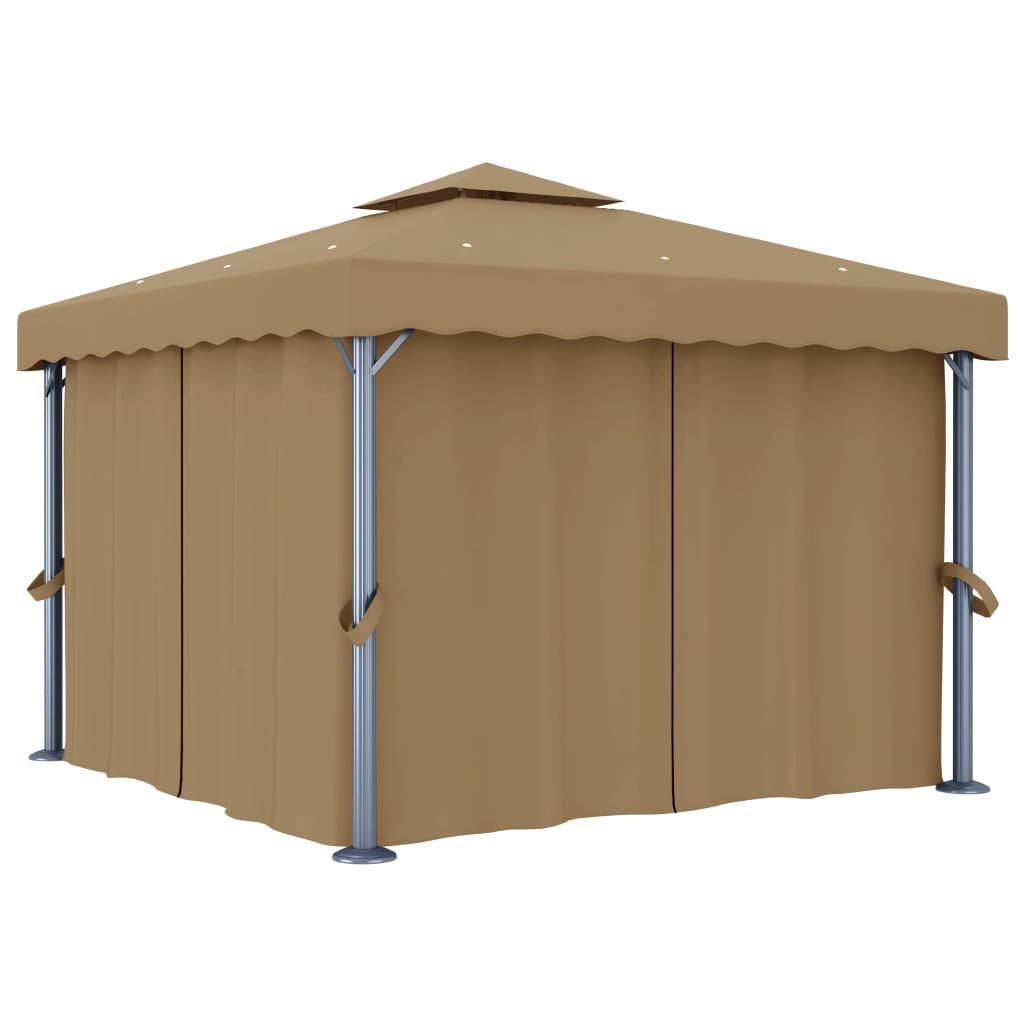 Gazebo con Tende 3x3 cm Grigio Talpa in Alluminio 3068557