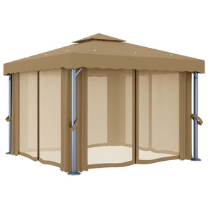 Gazebo con Tende 3x3 cm Grigio Talpa in Alluminio 3068557