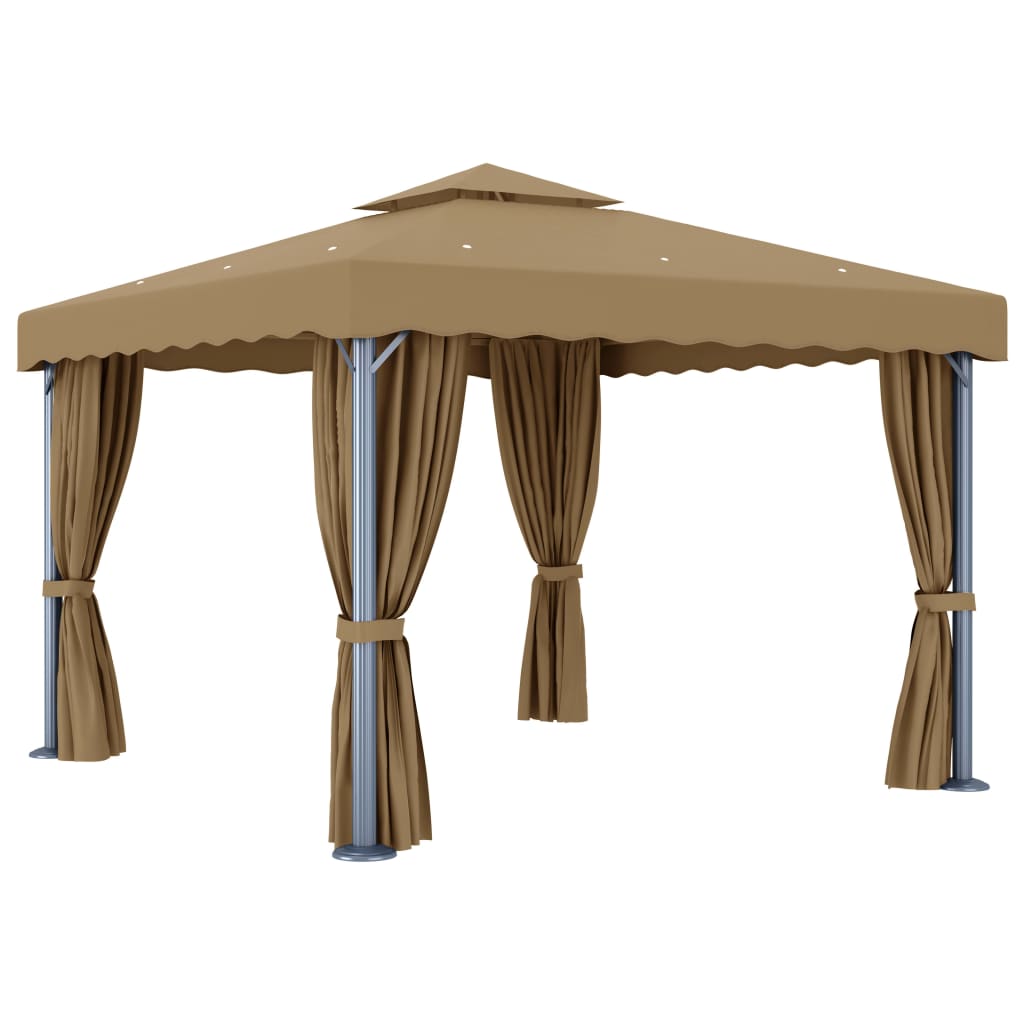 Gazebo con Tende 3x3 cm Grigio Talpa in Alluminio 3068557