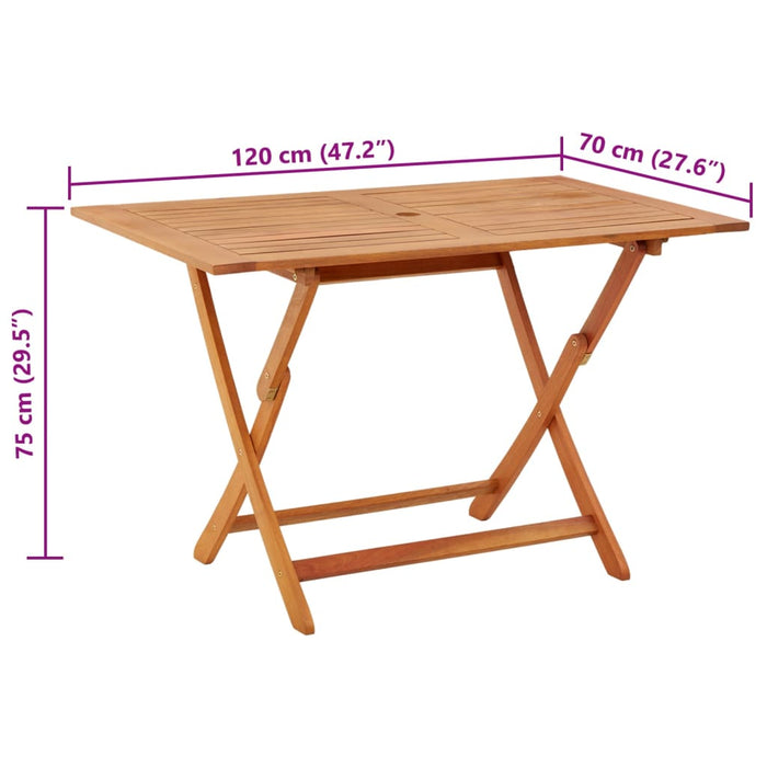 Tavolo da Giardino Pieghevole 120x70x75 cm in Legno Eucalipto cod mxl 34249