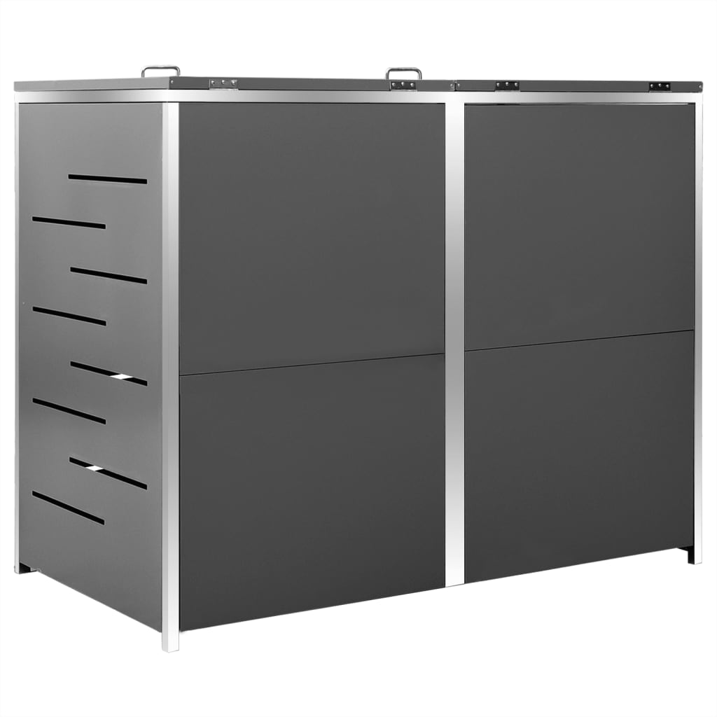 Copri Bidoni Pattumiera Doppia 138x77,5x115,5 cm Acciaio Inox 149555