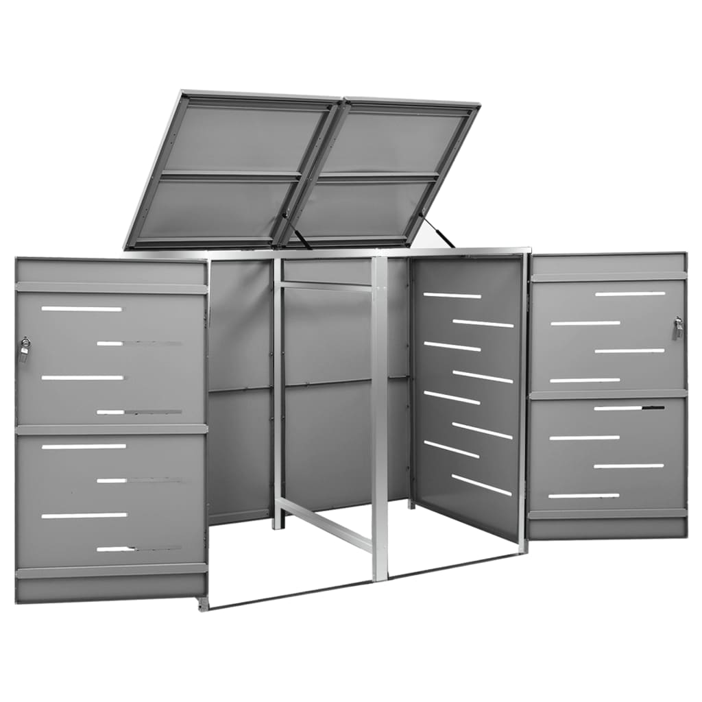 Copri Bidoni Pattumiera Doppia 138x77,5x115,5 cm Acciaio Inox 149555