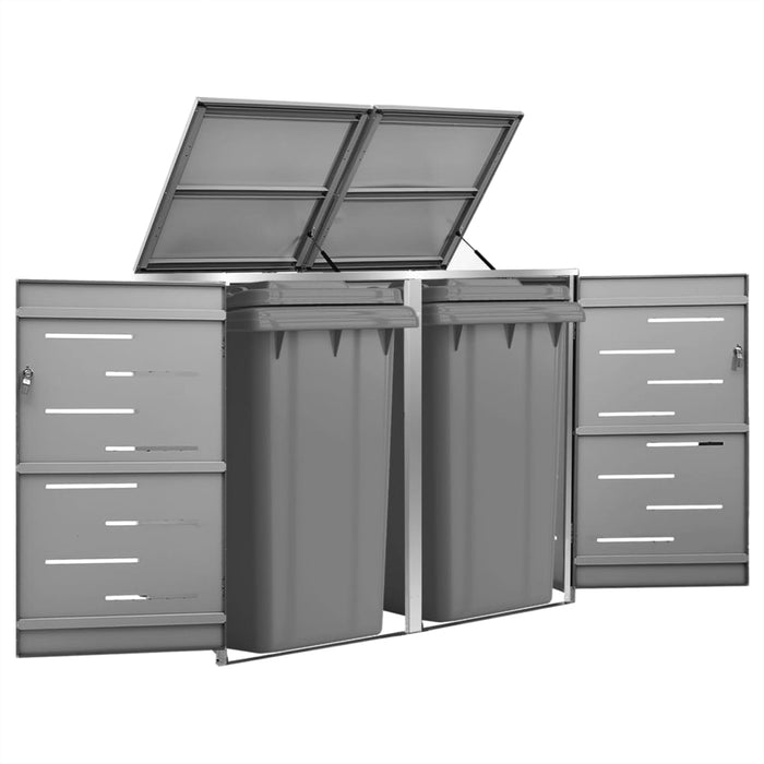 Copri Bidoni Pattumiera Doppia 138x77,5x115,5 cm Acciaio Inox 149555