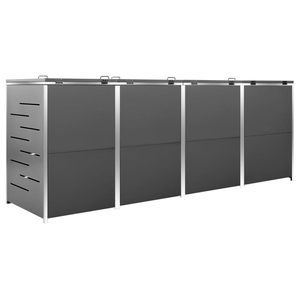 Copri Bidoni Pattume Quadruplo 276,5x77,5x115,5cm Acciaio Inox 149557