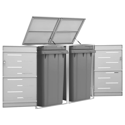 Copri Bidoni Pattume Doppio 138x77,5x115,5cm Acciaio Inox 149559