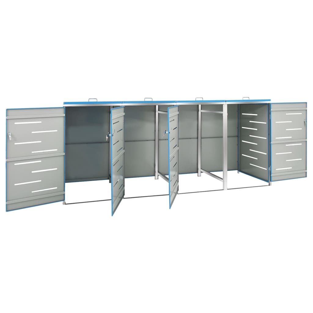 Copri Bidoni Pattume Quadruplo 276,5x77,5x115,5cm Acciaio Inox cod mxl 47548