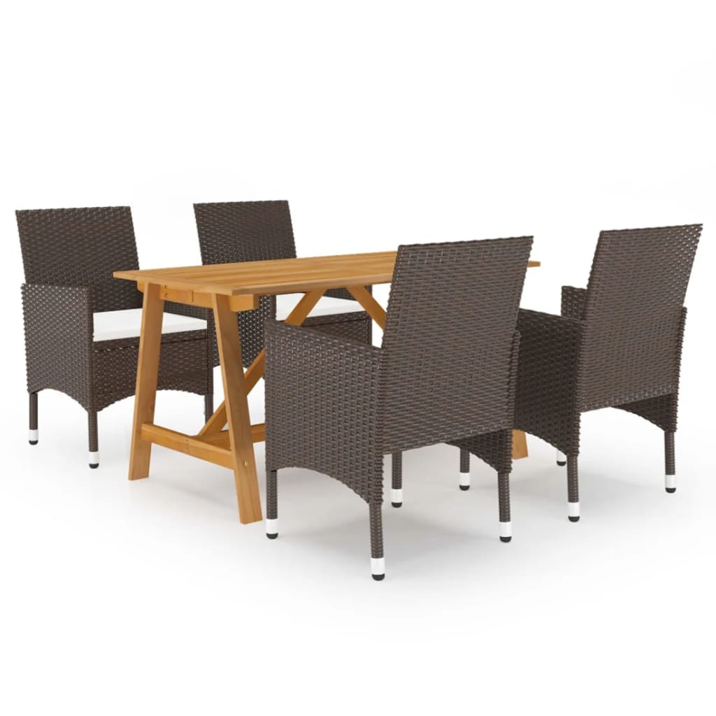 Set Mobili da Pranzo per Giardino 5 pz Marrone cod mxl 42196