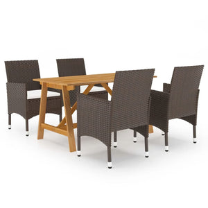 Set Mobili da Pranzo per Giardino 5 pz Marrone cod mxl 42196