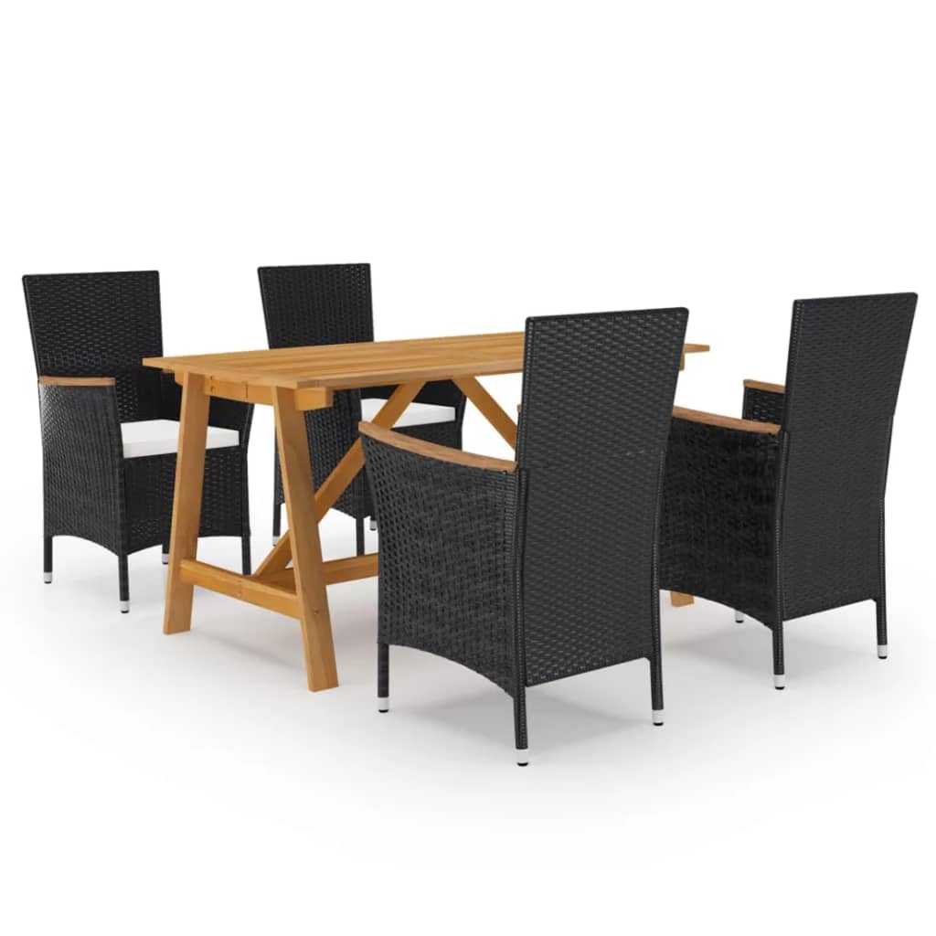 Set Mobili da Pranzo per Giardino 5 pz Nero cod mxl 49279