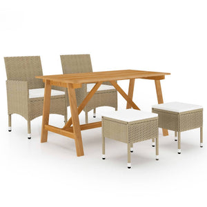 Set Mobili da Pranzo per Giardino 5 pz Beige  cod mxl 69228