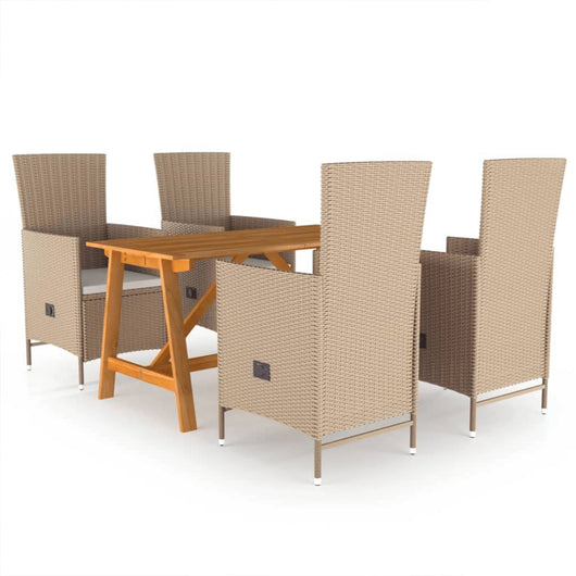 Set Mobili da Pranzo per Giardino 5 pz Beige  cod mxl 39840