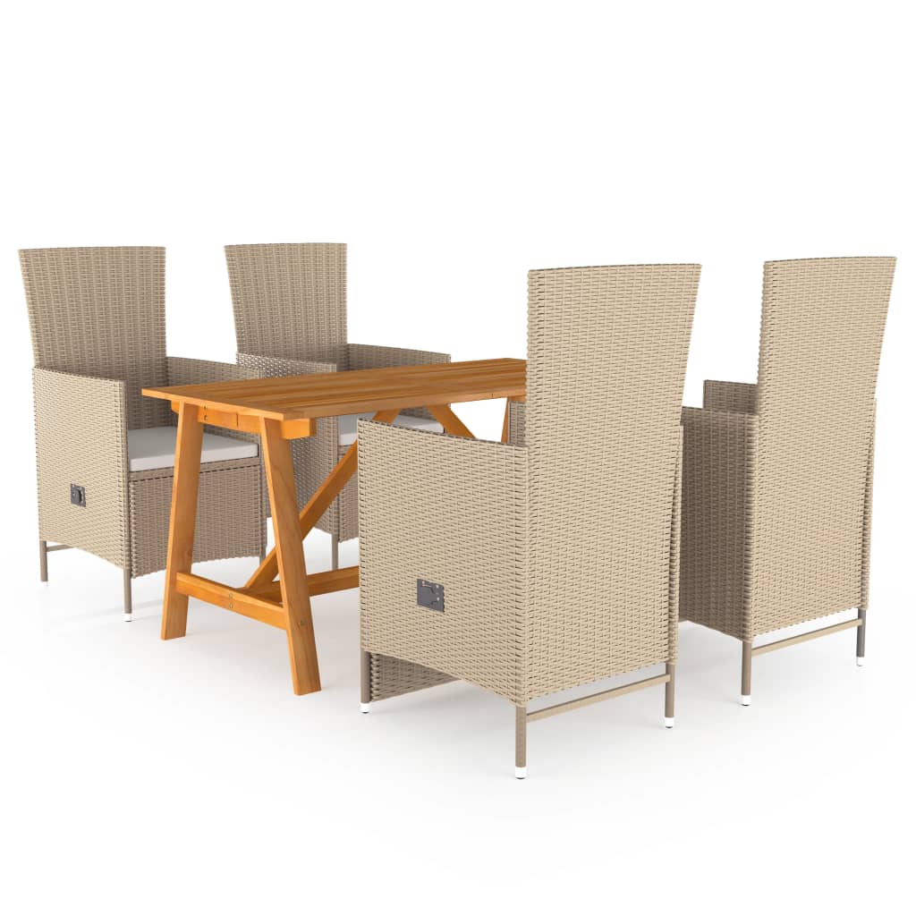 Set Mobili da Pranzo per Giardino 5 pz Beige  cod mxl 45678