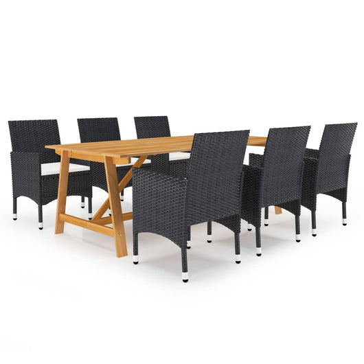 Set Mobili da Pranzo per Giardino 7 pz Nero cod mxl 51641