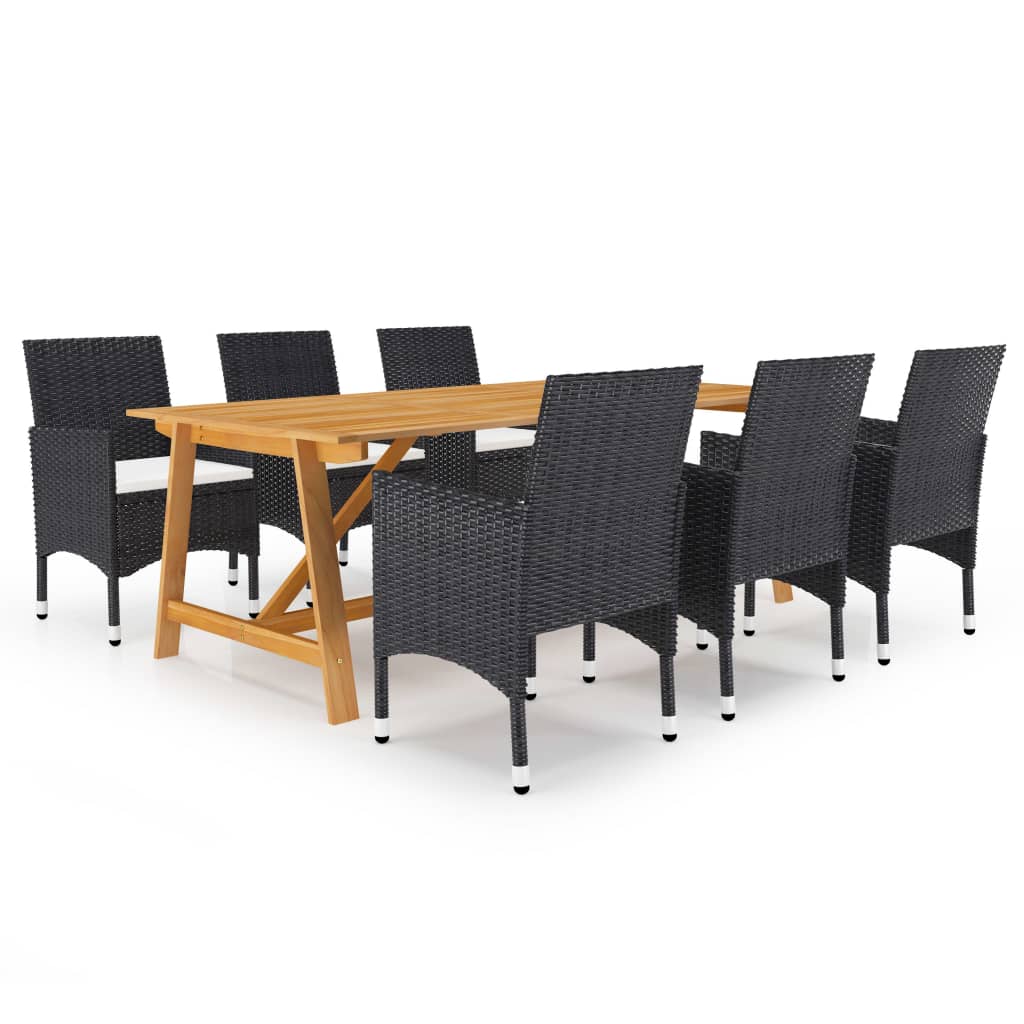 Set Mobili da Pranzo per Giardino 7 pz Nero 3068792