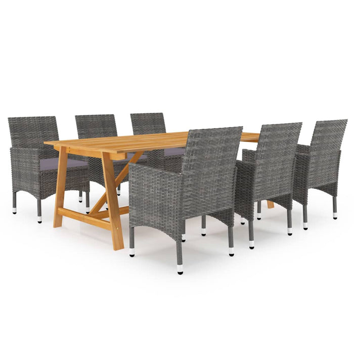 Set Mobili da Pranzo per Giardino 7 pz Grigio 3068793