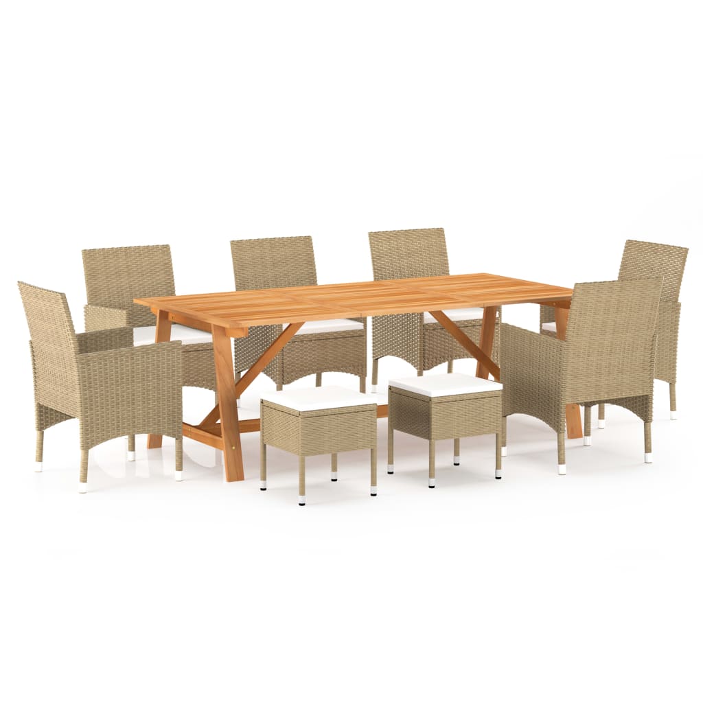 Set Mobili da Pranzo per Giardino 9 pz Beige  cod mxl 69223