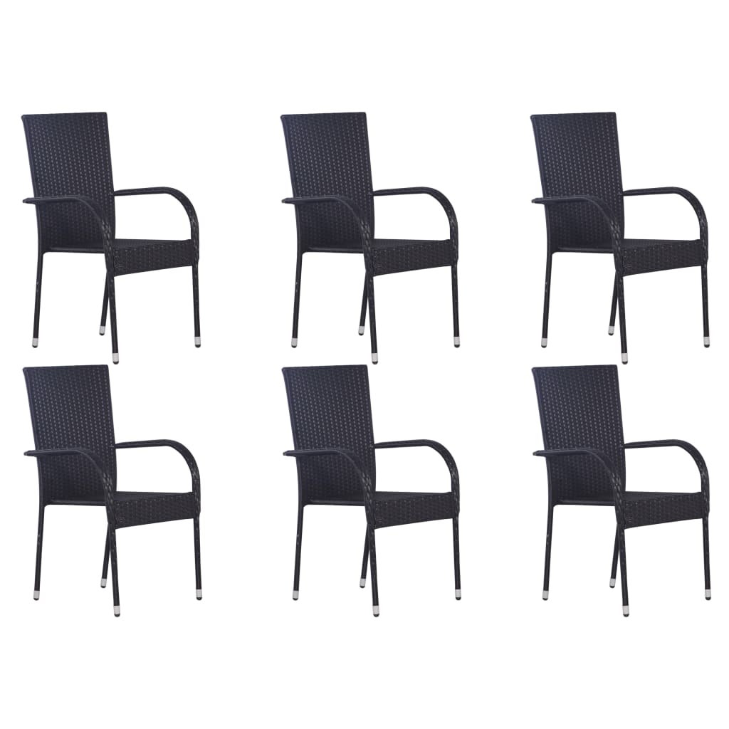 Set Mobili da Pranzo per Giardino 7 pz Nero 3068807