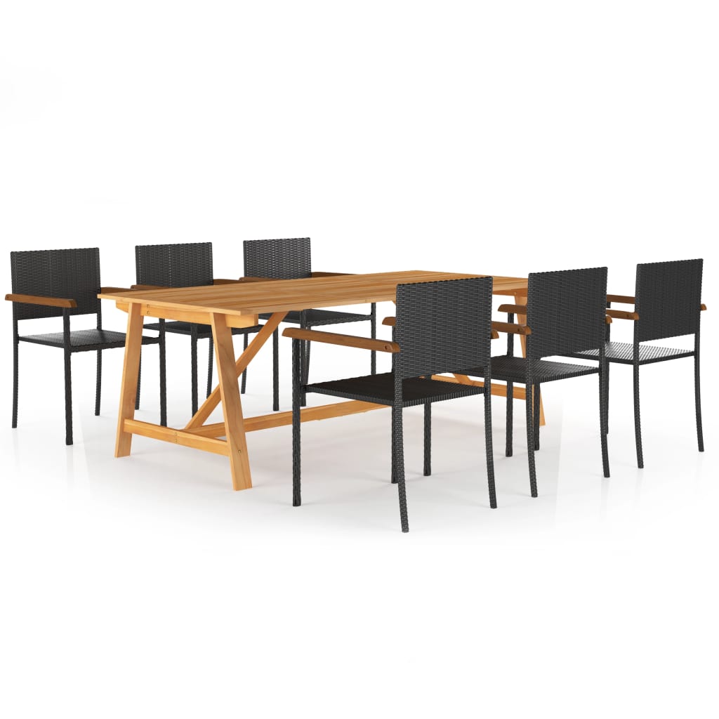 Set Mobili da Pranzo per Giardino 7 pz Nero 3068814