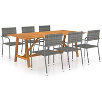 Set Mobili da Pranzo per Giardino 7 pz Grigio 3068834