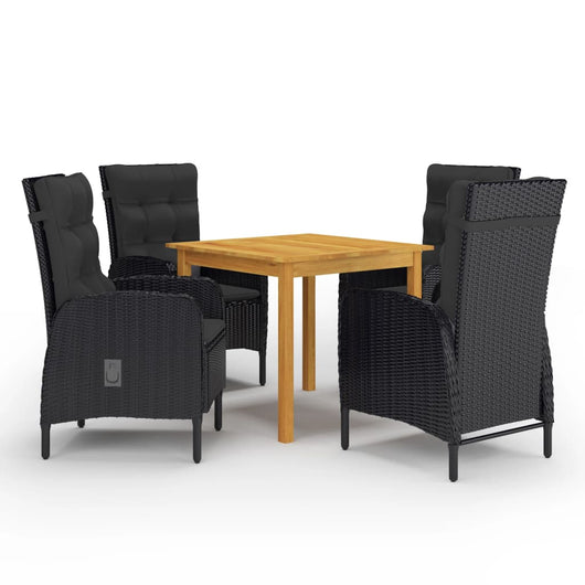 Set Mobili da Pranzo per Giardino 5 pz Nero 3067682