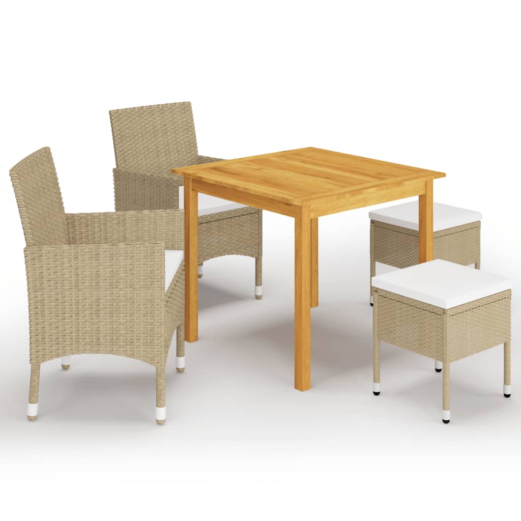 Set Mobili da Pranzo per Giardino 5 pz Beige  cod mxl 69303