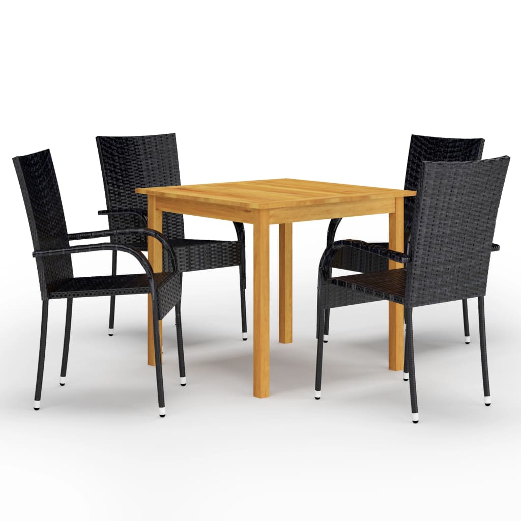 Set Mobili da Pranzo per Giardino 5 pz Nero cod mxl 39459