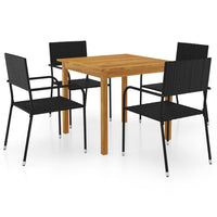 Set Mobili da Pranzo per Giardino 5 pz Nero 3067736