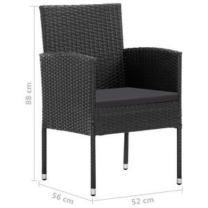 Set Mobili da Pranzo per Giardino 3 pz Nero 3067740