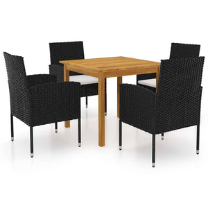 Set Mobili da Pranzo per Giardino 5 pz Nero cod mxl 39478