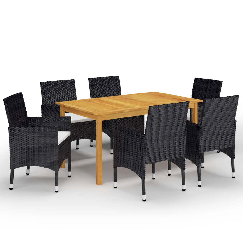 Set Mobili da Pranzo per Giardino 7 pz Nero 3067765