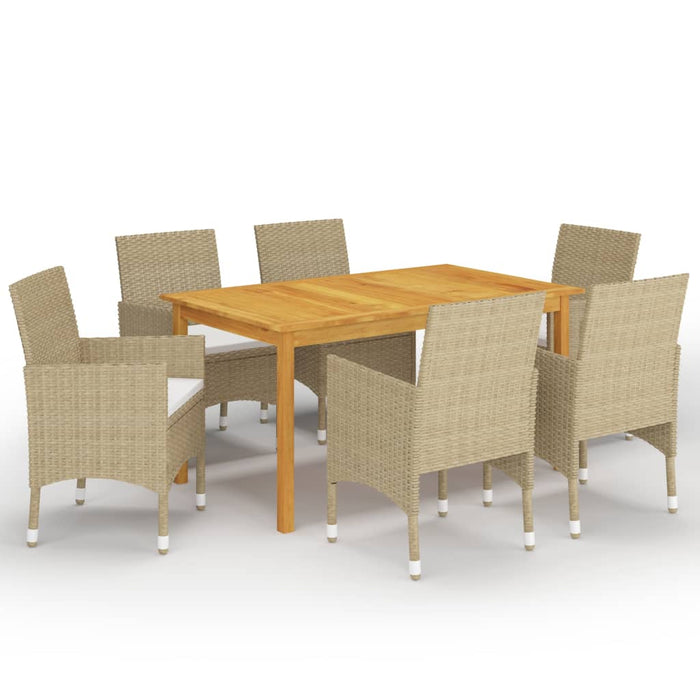 Set Mobili da Pranzo per Giardino 7 pz Beige  cod mxl 40021