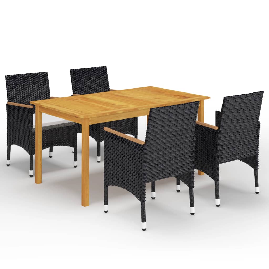 Set Mobili da Pranzo per Giardino 5 pz Nero cod mxl 41454