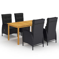 Set Mobili da Pranzo per Giardino 5 pz Nero 3067774