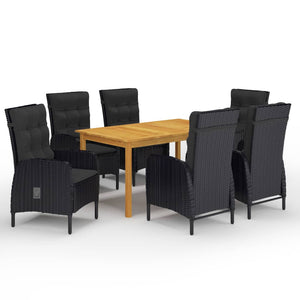 Set da Pranzo da Giardino 7 pz Nero 3067776