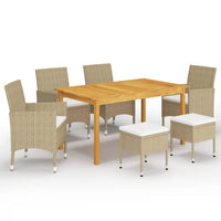 Set Mobili da Pranzo per Giardino 7 pz Beige  cod mxl 69293