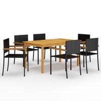 Set Mobili da Pranzo per Giardino 7 pz Nero 3067809