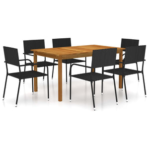 Set Mobili da Pranzo per Giardino 7 pz Nero 3067830