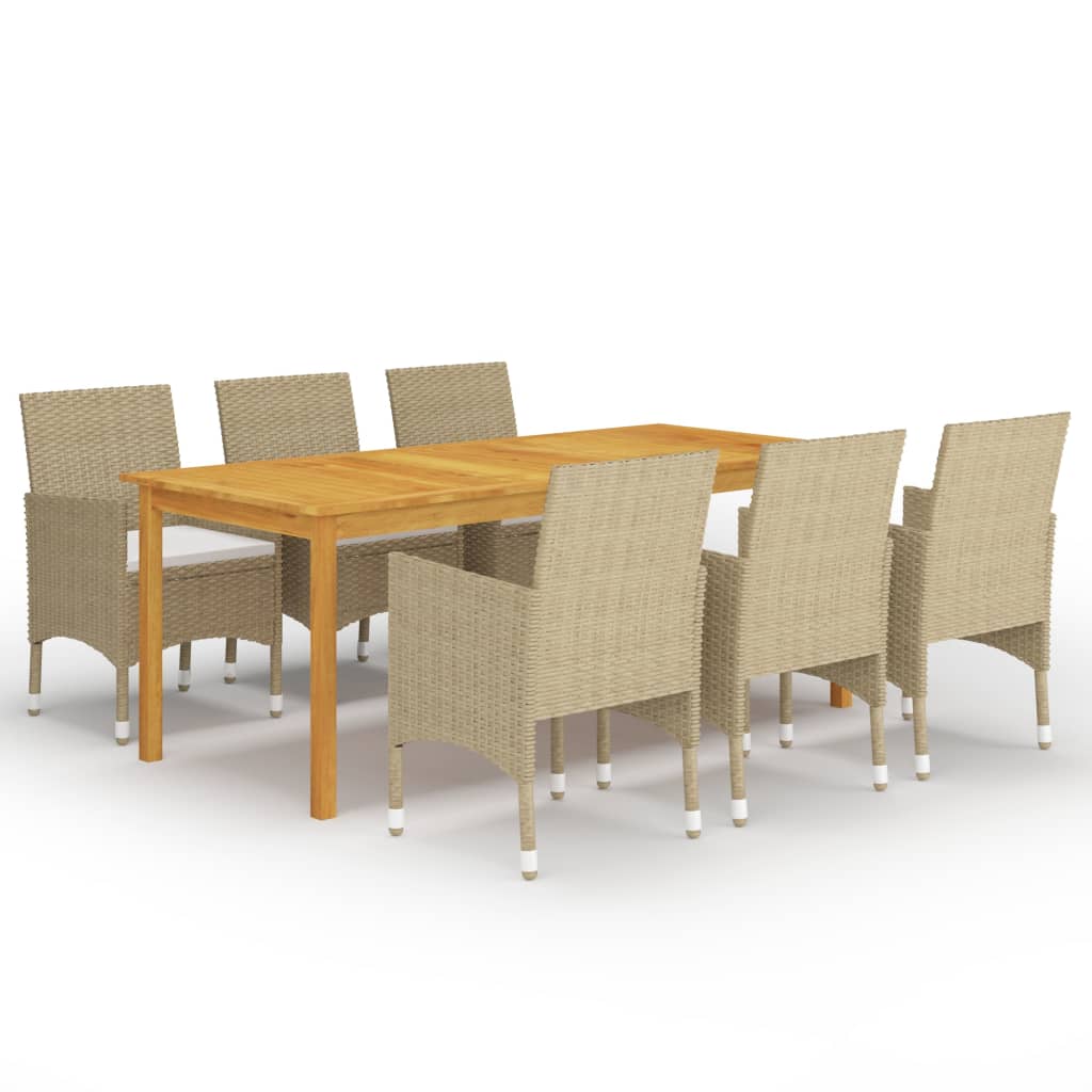 Set Mobili da Pranzo per Giardino 7 pz Beige  cod mxl 44340