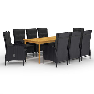 Set da Pranzo da Giardino 9 pz Nero cod mxl 36973