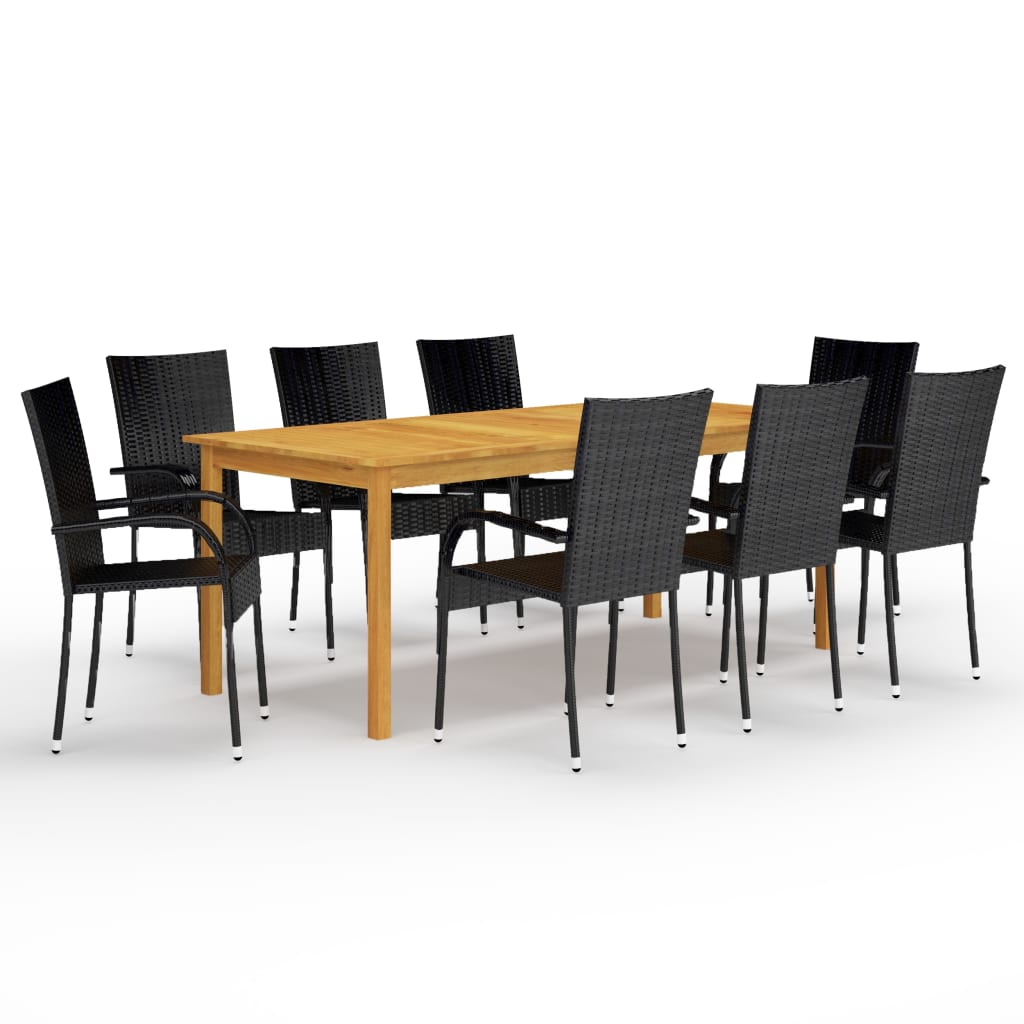 Set da Pranzo da Giardino 9 pz Nero cod mxl 35538