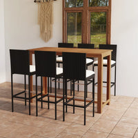 Set da Bar da Giardino 7 pz con Cuscini Nero cod mxl 53805