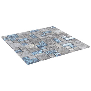 Piastrelle Mosaico 11 pz Grigio e Blu 30x30 cm in Vetro 327309