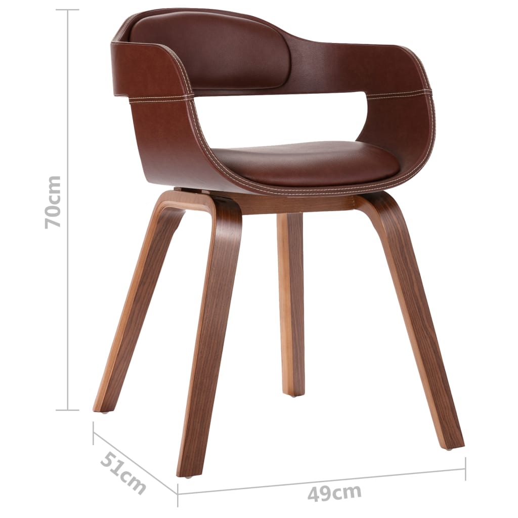 Sedia da Pranzo Marrone in Legno Curvato e Similpelle 327331