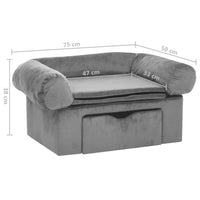 Divano per Cani con Cassetto Grigio 75x50x38 cm in Peluche 171076