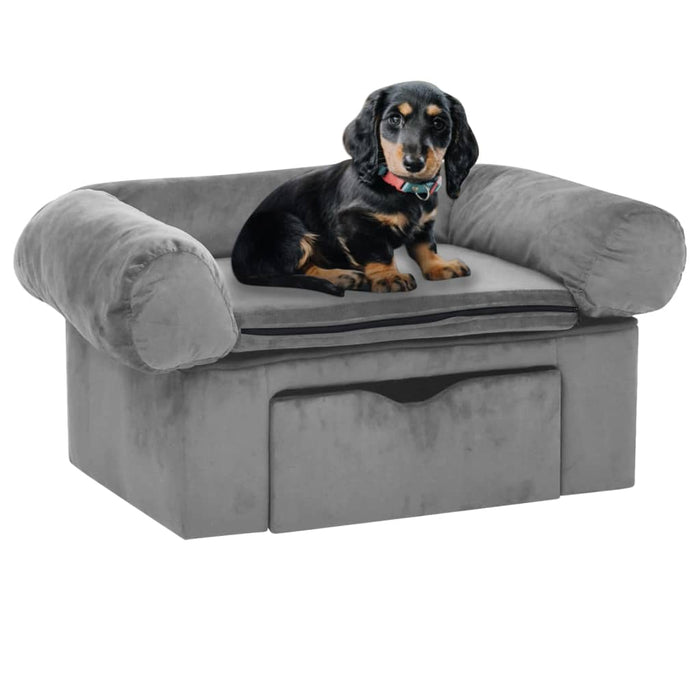 Divano per Cani con Cassetto Grigio 75x50x38 cm in Peluche 171076