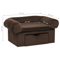 Divano per Cani con Cassetto Marrone 75x50x38 cm in Peluche 171077