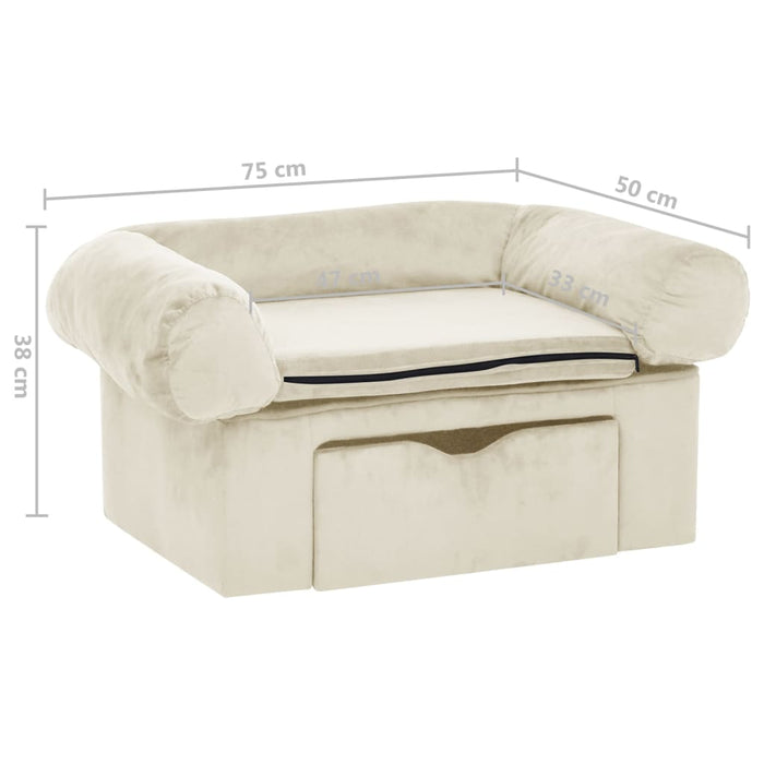 Divano per Cani con Cassetto Crema 75x50x38 cm in Peluche 171082