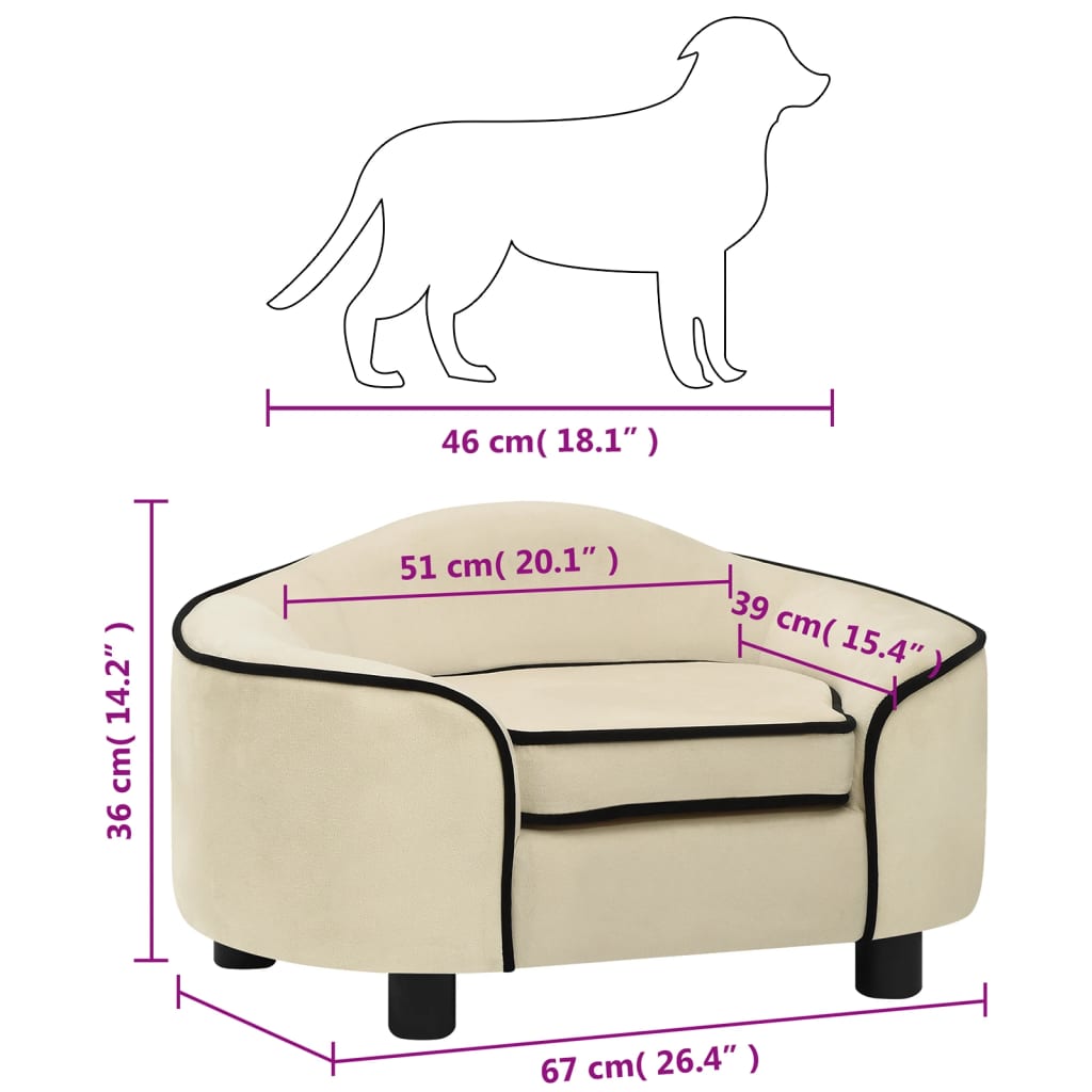 Divano per Cani Crema 67x47x36 cm in Peluche 171090