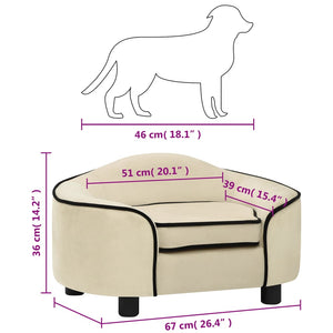 Divano per Cani Crema 67x47x36 cm in Peluche 171090