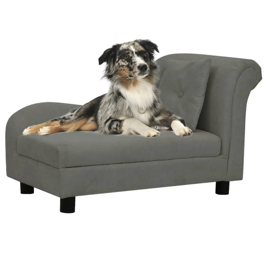 Divano per Cani con Cuscino Grigio Scuro 83x44x44 cm in Peluche 171103